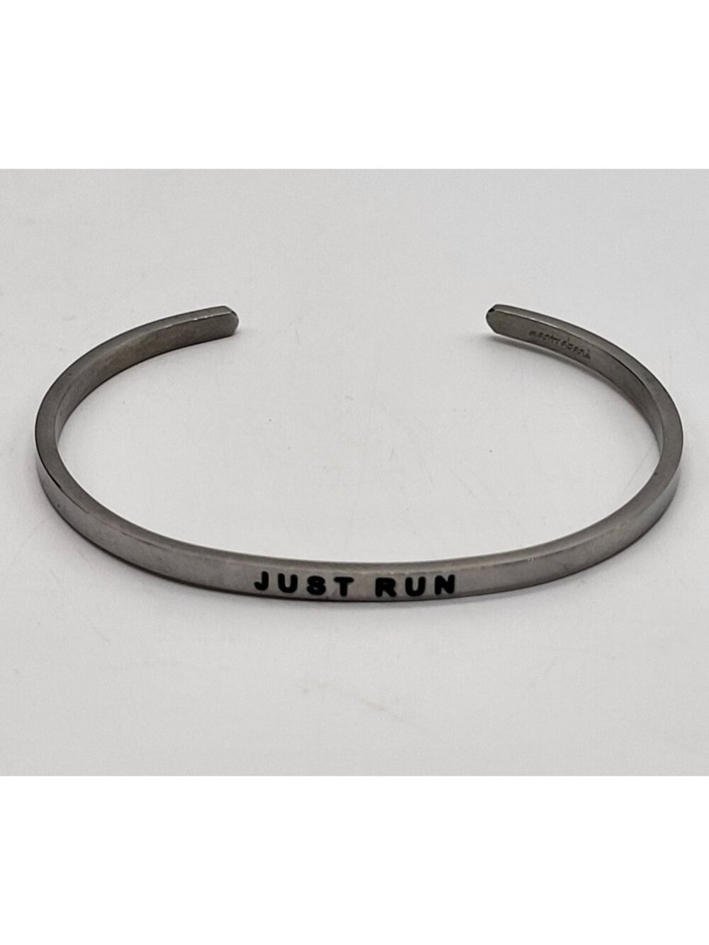 Mantraband JUST RUN Stainless Steel Cuff Bracelet Inspiration Encourage
